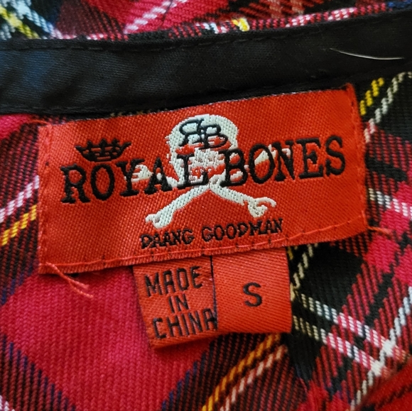 Royal Bones Red Plaid Pleated Skirt Size SMALL Daang Goodman NYC. - Picture 6 of 11